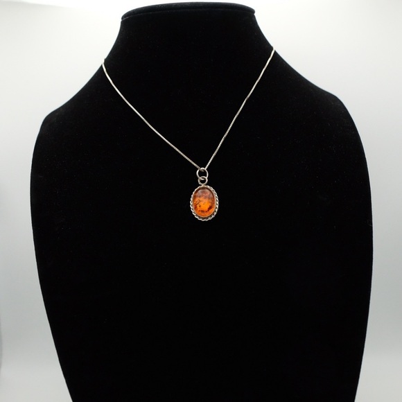 Glowingly Gorgeous Amber Necklace Beauty 🙌🏻✨⏰💭🤝⌛️ Sterling Silver Boho - Picture 4 of 16